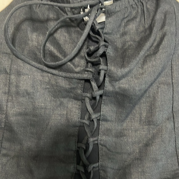 Seek the Label 100% Linen Black Crop Top XS | Lace Up NWOT - Picture 2 of 7